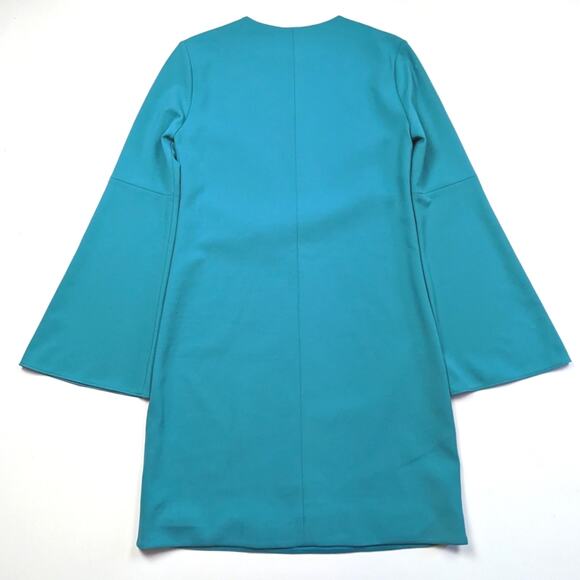 Tibi Dress Women's Size 6 Teal Bell Sleeve Sheath - Picture 5 of 11